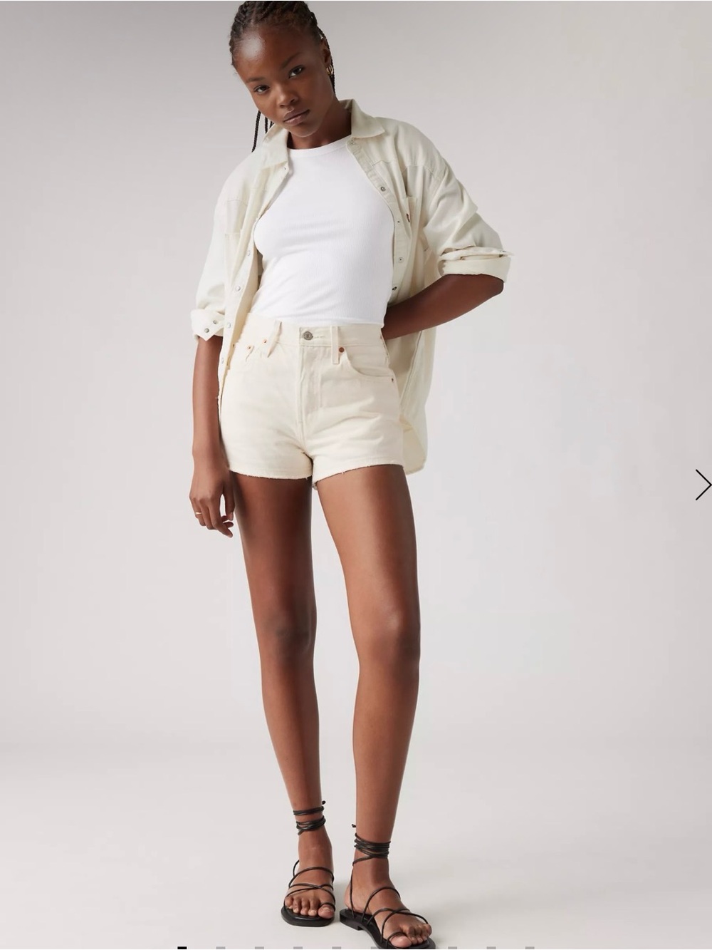 ★ Women's Levi’s 501 Originals Cream High-Rise Denim Shorts